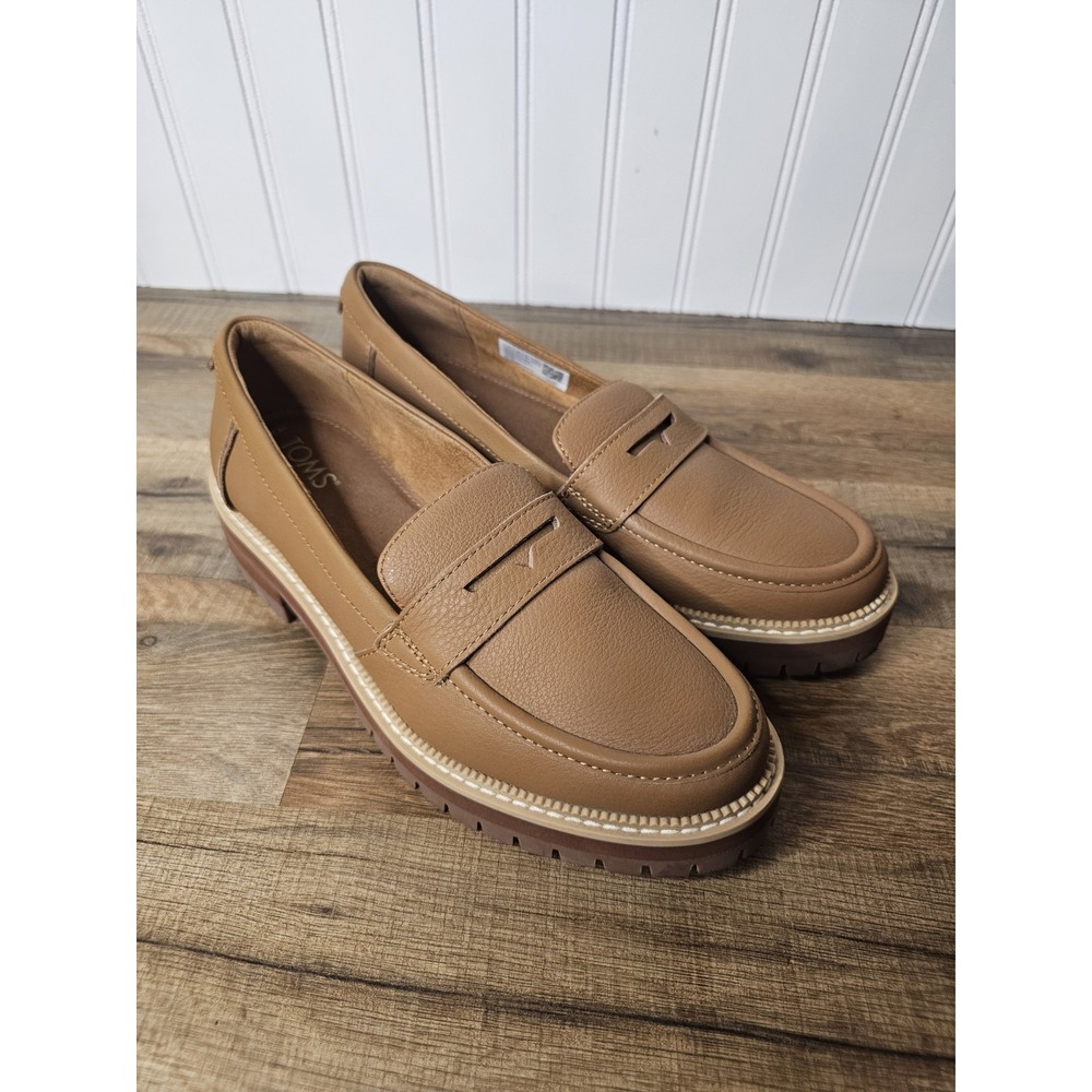 TOMS Cara Leather Slip On Loafers Women's Size 6.5 Brown